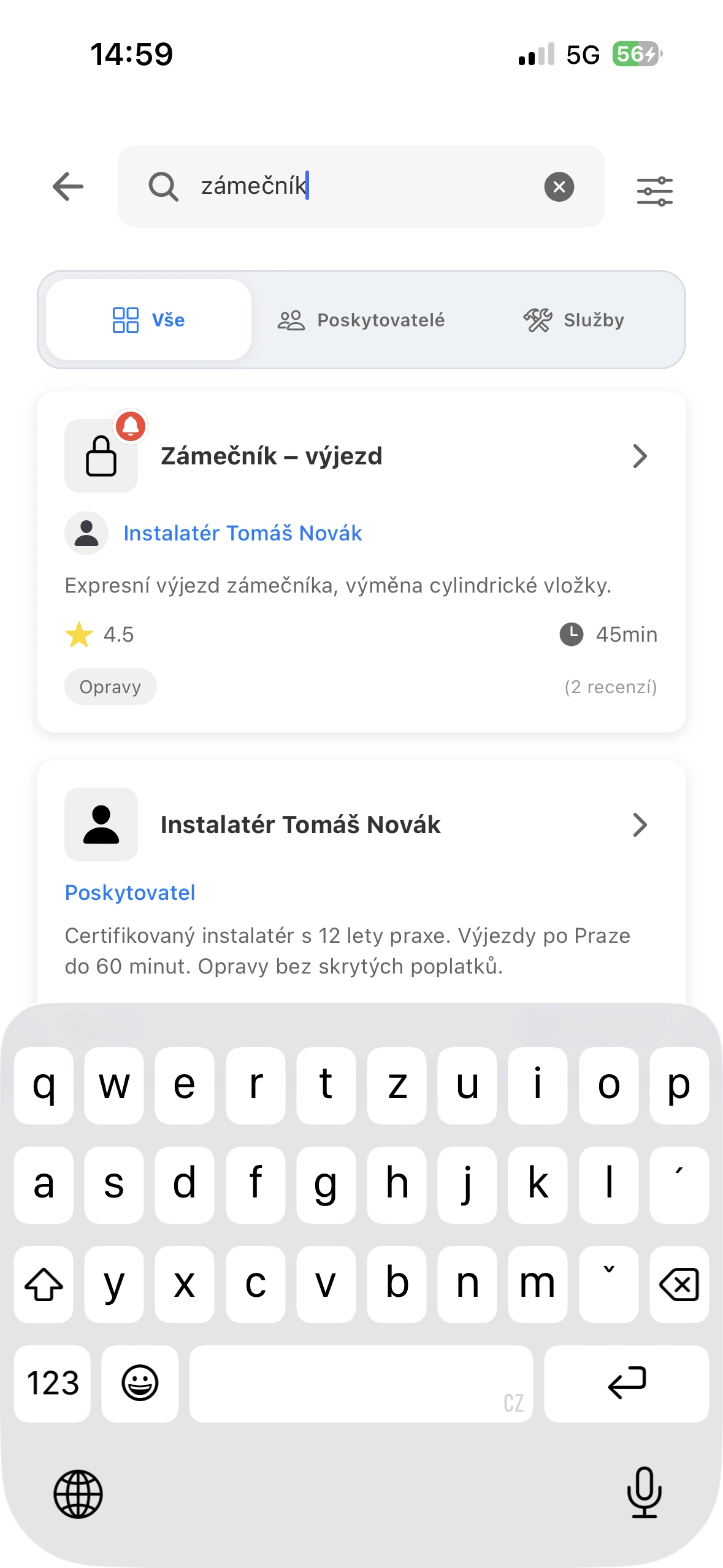 Vyhledávání a objednávka